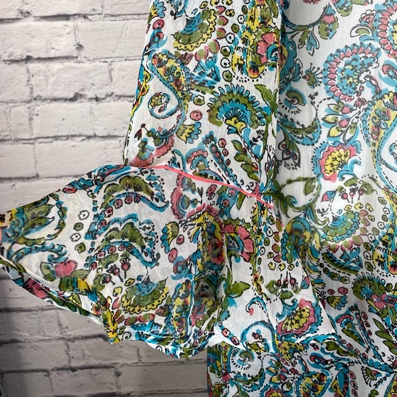 VENUS Boho Paisley Floral Kimono Duster With Bell Sleeves Beach Coverup Medium - Picture 5 of 9